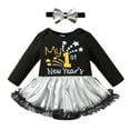 thumbnail image 1 of CUZIBR My First New Years Baby Girl Outfits Baby New Years Outfits O-Neck Long Sleeve Romper Dress Sets With Bow Headband Breathable Dailywear For Toddler, 1 of 9