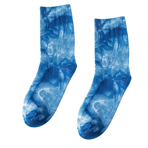 CUZIBR Funny Socks Cute Tie Dye Letter Funny Pattern Print Crew Socks Athletic Comfy Soft Stocking Comfy Dailywear,Blue,One Size