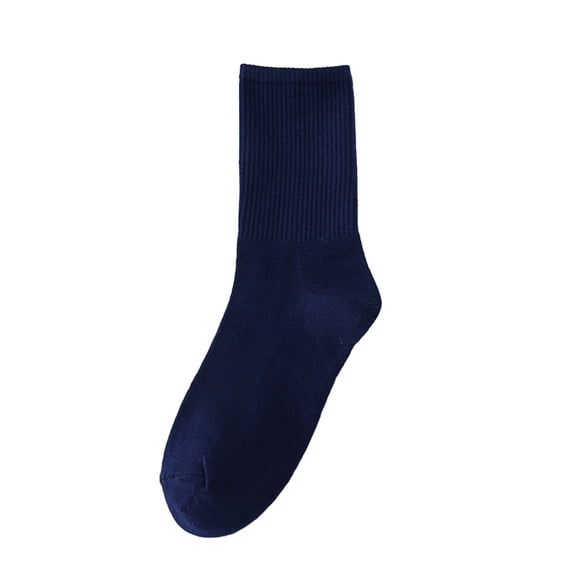 CUZIBR Funny Socks Knitted Cotton Sports Crew Socks Tennis Running Solid Color Soft Athletic Hiking Boot Socks Comfy Dailywear,Navy,One Size