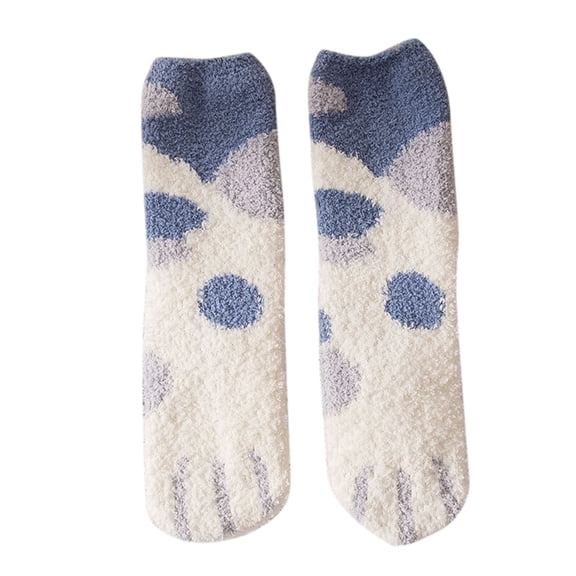 CUZIBR Funny Socks Thick Fuzzy Winter Warm Crew Socks Animal Print Pattern Lady Cute Comfortable Soft Boot Socks Sleep Breathable Lightweight Footwear,Light blue,One Size