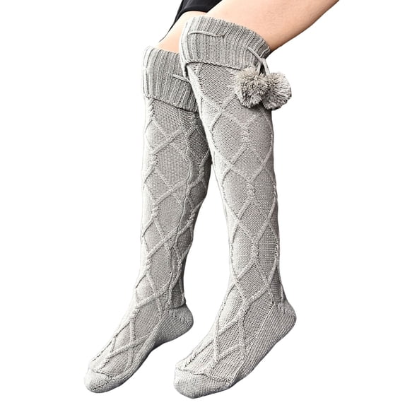 CUZIBR Funny Socks Winter Fuzzy Warm Socking Over The Knee Socks Thick Woolen Leg Warmers Leggings Solid Stockings Fuzzy Socks,GY1,One Size