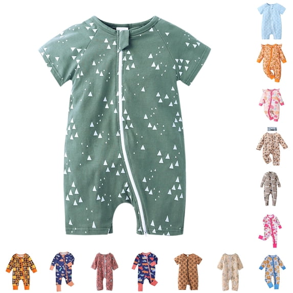 CUZIBR Girls Baby Halloween Pumpkin Ghost Floral Print Zipper Long Sleeve Footless Romper Ruffles Trim One Piece Sleepwear Jumpsuit For ,O-E,12-18 Months