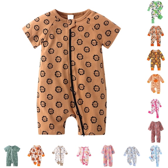 CUZIBR Girls Baby Halloween Pumpkin Ghost Floral Print Zipper Long Sleeve Footless Romper Ruffles One Piece Sleepwear Jumpsuit For ,O-F,6-12 Months