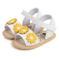 thumbnail image 1 of CUZIBR Girls Baby Sandals Summer Cute Flower Pattern Denim Adjustable Ankle Strap Open Toe Comfortable Flat Thick Soft Soles Shoes Non- Lightweight Princess Sandals Footwear,White,0-6 Months, 1 of 9
