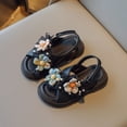 thumbnail image 1 of CUZIBR Girls Baby Sandals Summer Fashion Cute Bow Flower Lace Trim Adjustable Ankle Strap Open Toe Comfortable Flat Thick Soles Shoes Non- Lightweight Princess Sandals Footwear,Black,0-1Years, 1 of 6