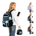 thumbnail image 1 of CUZIBR Girls Backpack Color Block 3Pcs Set With Lunch Bag Pencil Case Multi Pocket School Backpack Adjustable Padded Straps Large Capacity Book Bag For Girls School Daily Use, 1 of 5
