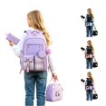 thumbnail image 1 of CUZIBR Girls Backpack Set School Rucksack Matching Lunch Bag Pencil Case Pom Pom Charm Padded Straps Multi Compartment Book Bag For Primary Students School Daily Travel, 1 of 5