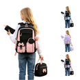 thumbnail image 1 of CUZIBR Girls Backpack Set School Rucksack Matching Lunch Bag Pencil Case Pom Pom Charm Padded Straps Multi Compartment Book Bag For Primary Students School Daily Travel, 1 of 6