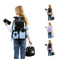thumbnail image 1 of CUZIBR Girls Backpack Set School Rucksack Matching Lunch Bag Pencil Case Pom Pom Charm Padded Straps Multi Compartment Book Bag For Primary Students School Daily Travel, 1 of 5