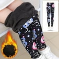 thumbnail image 1 of CUZIBR Girls Baggy Sweatpants Velvet Fuzzy Thick Lined Thermal Cartoon Floral Print Striped Leggings Trousers Winter Warm Stretchy Soft High Waist Tights Loose Joggers Trousers,Black,3-4 Years, 1 of 4