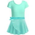 thumbnail image 1 of ZRBYWB Girls Ballet Leotards Skirt Set Removable Skirt Sequins Ruffle Short Sleeve Round Neck Ballet Dancewear Dresses Outfit Fall Dress,Green,4-5 Years, 1 of 3