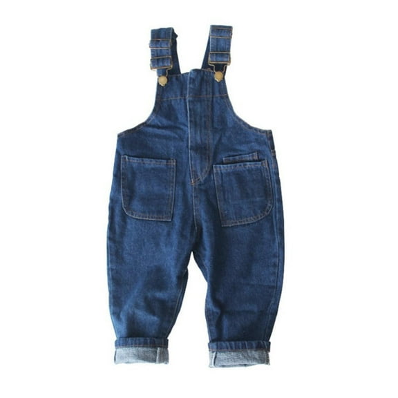 CUZIBR Girls Boys Kids Unisex Clothes Adorable Solid Color Denim Overall Large Pocket Casual Pants Baby Zipper Denim Overalls Classic Dailywear For Toddler