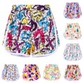thumbnail image 1 of CUZIBR Girls Casual Summer Shorts Striped Swim Shorts Cute Cartoon Colorful Flower Print Elastic Waist White Side Split Quick Dry Toddler Beach Bottoms Vacation Swim Trunks,White3,10-11 Years, 1 of 4