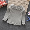 thumbnail image 1 of CUZIBR Girls Casual Tops Peter Pan Collar Solid Ruffles Long Sleeve Basic Shirt Blouse Stylish Comfortable Daily Wear Spring Fall Clothing,Grey,2-3 Years, 1 of 4