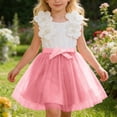 thumbnail image 1 of CUZIBR Girls Children Stylish Dress Summer Party Gown A-Line Sleeveless Floral Graphic Tiered Ruffle Elegant Birthday Wedding Party Gown Tutu Midi Dresses Guest Pageant Outfits,Pink,6-7 Years, 1 of 9