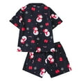 thumbnail image 1 of CUZIBR Girls Christmas Party Outfits Stylish Button Down Short Sleeve Lapel Collar Top Blouse Shorts Soft Cartoon Bow Floral Print Leopard Home Dailywear Girls' Clothing Sets,Black,5 Years, 1 of 9
