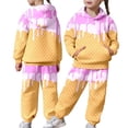 thumbnail image 1 of CUZIBR Girls Christmas Sweatshirt Casual Hoodie Long Sleeve Stylish Ice Cream Print Tops And Wide Leg Trousers Set For Big Boys Youth Relaxed Two Piece Outfit Dailywear,Pink,1-2 Years, 1 of 8