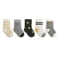 thumbnail image 1 of CUZIBR Girls Cozy Socks 5 Pairs Boot Socks Cute Cartoon Animal Striped Letter Print Crew Socks Soft Breathable Stretchy Non Grip Plaid Ankle Socks,Grey,1-3 Years, 1 of 2