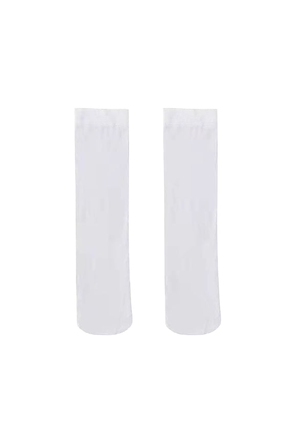 Girls Cozy Socks Knee High Stockings Calf Socks School Unifor Thin Style Over The Knee Socks Cute High Tube Socks Girls Solid Color Breathable Mid Tube Socks,White,6-12 Years