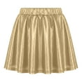 thumbnail image 1 of CUZIBR Girls Dance Skirt Shiny Sparkling Ruffled Elastic Waistband Flared Pleated Mini Skirts Performance Streetwear,Gold,4-5 Years, 1 of 4