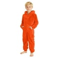 thumbnail image 1 of CUZIBR Girls Fall Outfit Fuzzy Snowsuit Hooded Romper Winter Warm Soft Lined Zipper Solid Color Thick Warm Jumpsuit Kids Clothing Set,Orange,5-6 Years, 1 of 5