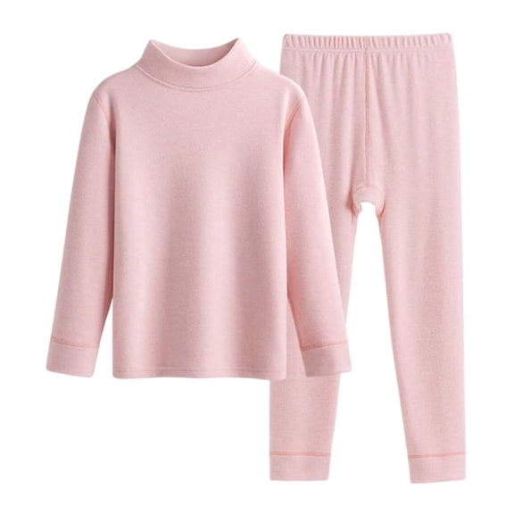 CUZIBR Girls Fall Outfits Winter Thermal Underwear Solid Color Base Layer Half High Collar Long Sleeve Shirts Casual Trousers Two Piece Set Comfy Sweat Set For Toddler,Red,5-6 Years