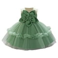 thumbnail image 1 of CUZIBR Girls Formal Dress 3D Floral Applique Sleeveless Satin Pageant Party Tutu Dresses Birthday Party Wedding Gowns,Green,18-24 Months, 1 of 5