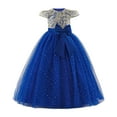 thumbnail image 1 of CUZIBR Girls Formal Sequins Dress Embroidery Cap Sleeves Round Neck Big Bow Long Tutu Dresses Party Gown For Birthday Celebration Elegant Gowns,Blue,12-13 Years, 1 of 5