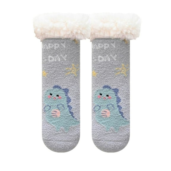 CUZIBR Girls Funny Socks Cute Christmas Tree Deer Animal Cartoon Print Fuzzy Wool Thick Winter Warm Slipper Socks Anti-Slip Soft Comfy Breathable Boot Crew Socks,Gy2,0 -6 Months