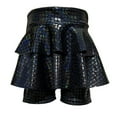 thumbnail image 1 of CUZIBR Girls Glitter Tiered Mini Skirts Sequin Tiered Ruffle Hem High Waist Shiny Sparkly Party Performance Dance Skirt Dailywear,Black,9-10 Years, 1 of 2