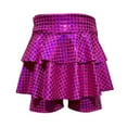 thumbnail image 1 of CUZIBR Girls Glitter Tiered Mini Skirts Sequin Tiered Ruffle Hem High Waist Shiny Sparkly Party Performance Dance Skirt Dailywear,Pink,4-5 Years, 1 of 2