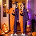 thumbnail image 1 of CUZIBR Girls Halloween Onesie Pajamas Toddler Boys Hooded Plush Pumpkin Pajama Patchwork Zip Up Long Sleeve Jumpsuit Loungewear Funny Homewear,Orange,5-6 Years, 1 of 4