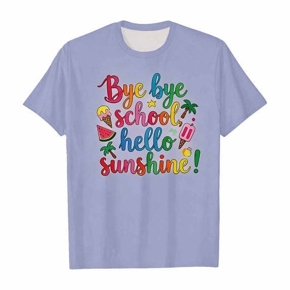 CUZIBR Girls Last Day Of School Shirt Short Sleeve Round Neck Funny ...