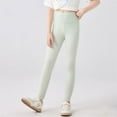 thumbnail image 1 of CUZIBR Girls Leggings Tights Thin Style Skinny High Waist Stretchy Ankle Length Pants Athletic Yoga Soft Lightweight Classic Bottom Trousers,Light Green,7-8 Years, 1 of 5