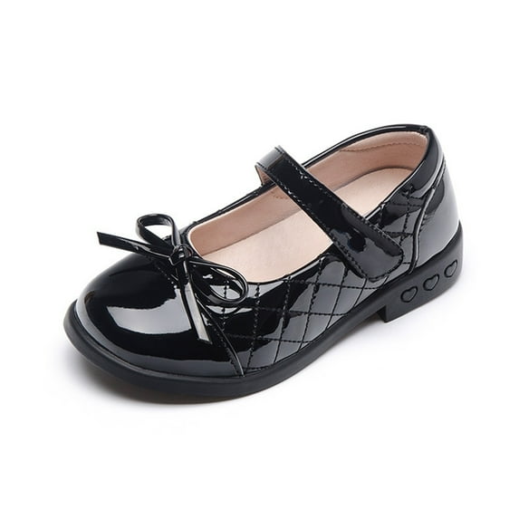 CUZIBR Girls Mary Janes Dress Shoes School Uniform Solid Color Adjustable Strap Flats Leather Shoes Little Girls Non Wedding Party Casual Princess Footwear Lightweight Dailywear,Black4,4-5 Years