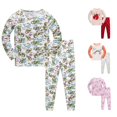thumbnail image 1 of CUZIBR Girls Outfits Crewneck Pajamas Cartoon Animals Print Long Sleeve Sleepwear For Kids Toddler 2 Piece Pjs Clothes Sets,Green,1-2 Years, 1 of 4