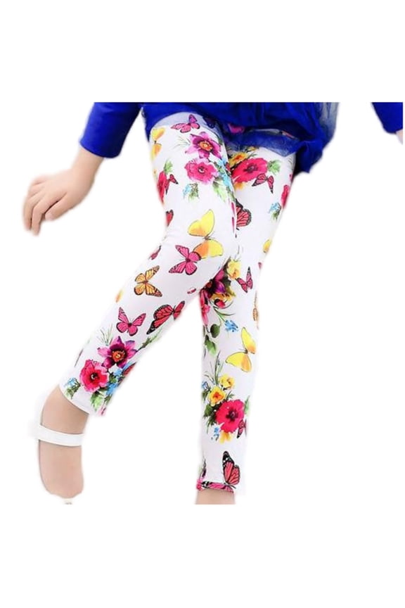 Girls Pants For Everyday Casual Wear Outdoor Sports Slim Fit Printed Leggings For Toddler Kids Soft Milk Silk Base Layer Pants Fall Soft Trousers For Child