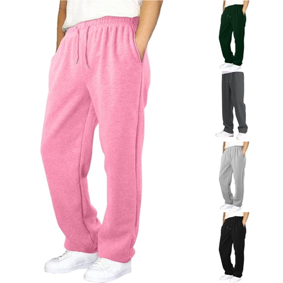 CUZIBR Girls Pants Solid Color Straight Leg Sweatpants Elastic Drawstring Waist Side Hand Pockets Loose Wide Leg Soft Casual Trousers,Pink,15-16 Years