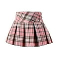 thumbnail image 1 of ZRBYWB Girls' Pleated Plaid Mini Skirt Ruffled Elastic Waist Skorts High Waist Cozy Casual Stylish Mini Skirts For Kids Dailywear Fall Dress,Pink,11-12 Years, 1 of 8