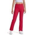thumbnail image 1 of CUZIBR Girls School Unifor Trousers Solid Color Breathable Comfortable Cozy Dress Pants High Stretchy With Pockets Yoga Pants Flat Front Comfortable Bootcut Slacks Stylish Streetwear,Red,13-14 Years, 1 of 5