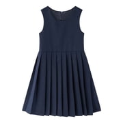 ZRBYWB Girls School Uniform Jumper Dresses Casual Solid Color Sleeveless Round Neck Pleated Pinafore Dress Back Zip Up High Waist Comfortable Stylish Dailywear Fall Dress,Navy,7-8 Years