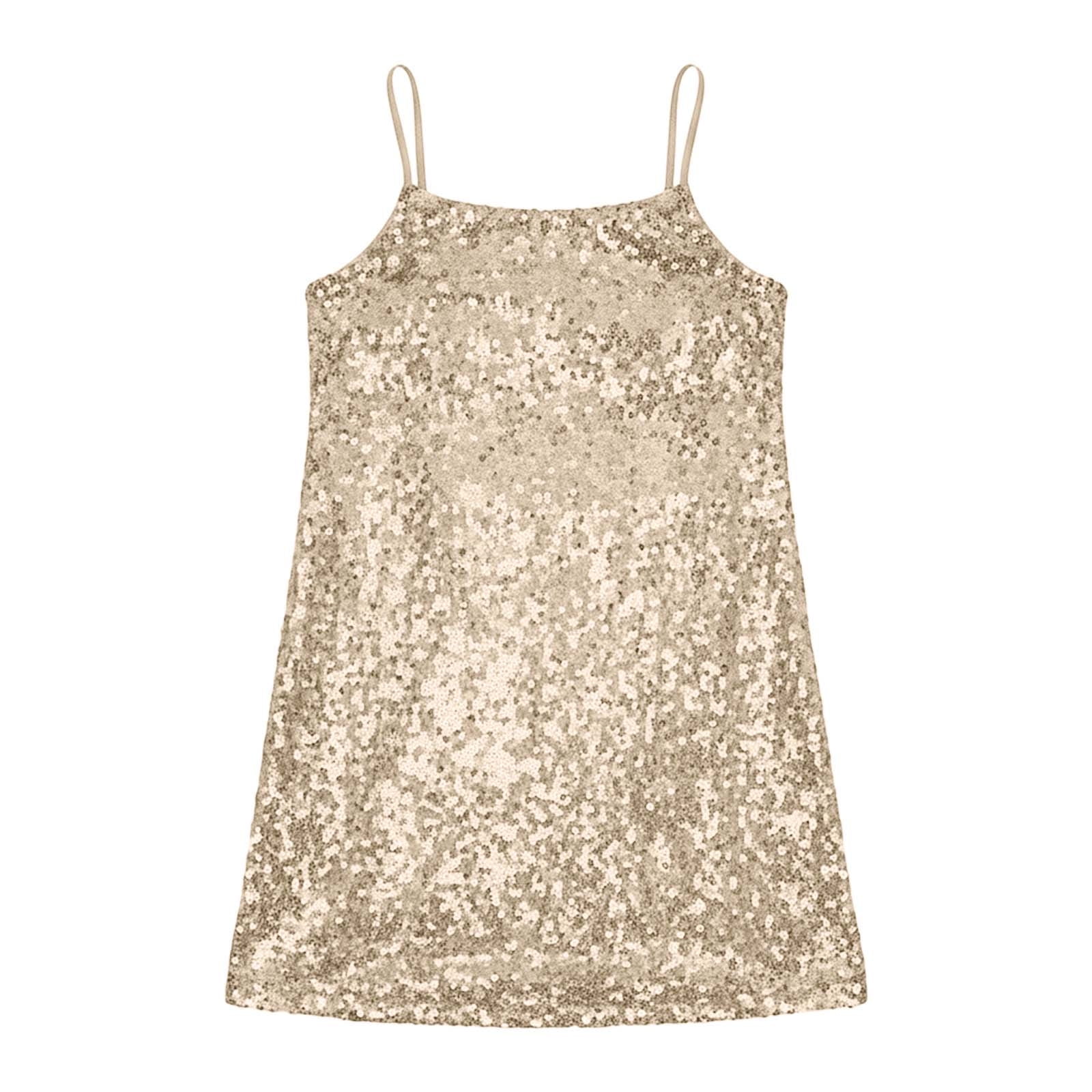 youth sequin dress Qicasul Girls Dresses Sequin Dress Adjustable Spaghetti Strap Pencil Midi  Bodycon Party Gown With Shiny Glitter For Junior Youth Formal Events  Evening