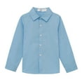 thumbnail image 1 of CUZIBR Girls Shirts School Uniform Button Down Long Sleeve Solid Tee Classic Leisure Dress Shirts Spring Fall Clothing,Blue,3-4 Years, 1 of 4