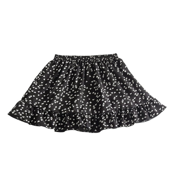 CUZIBR Girls Skirts Floral Print Tiered High Waist Soft Elastic Stretchy Comfortable Casual Ruffle Mini Skirts,Pink,4-5 Years
