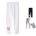 thumbnail image 1 of CUZIBR Girls Soft Stretch Slim Fit Leggings Cute Cartoon Bunny Print Knee Pattern Solid Full Length Casual Daily Playwear Lightweight Kids Bottoms,White,3-4 Years, 1 of 9