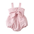 thumbnail image 1 of CUZIBR Girls Spring Summer Romper One Piece Sleeveless Spaghetti Strap Square Collar Solid Colro Big Bow Ruched Breathable Cozy Jumpsuit Fashionable Embroider Bodysuits,Red,6-12 Months, 1 of 7