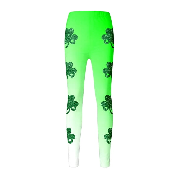CUZIBR Girls St Patricks Day Fashion Floral Printed Leggings High Waist Casual Yoga Pants Slim Fit Breathable Comfortable Athletic Bottoms Stretchy Tights Pull On Shorts,C,11-12 Years
