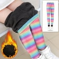 thumbnail image 1 of CUZIBR Girls Sweatpants Velvet Fuzzy Thick Lined Thermal Cartoon Floral Print Striped Leggings Trousers Winter Warm Stretchy Soft High Waist Tights Pants For Girls,Multicolor,7-8 Years, 1 of 4