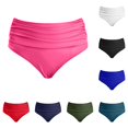 thumbnail image 1 of CUZIBR Girls Swimsuit Solid Color Ruched Swim Bottoms High Waist Swimwear Control Comfortable Elastic Waistband Bikini Shorts For Youth Bathing Suit,Hot Pink,11-12 Years, 1 of 4