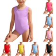 thumbnail image 1 of CUZIBR Girls Swimsuit Solid Color Sleeveless Round Neck Seamless One Piece Bathing Summer Breathable Comfortable Sport Athletic Beachwear For Kids Beach Pool Cozy Bathing Suit,Purple,15-16 Years, 1 of 4